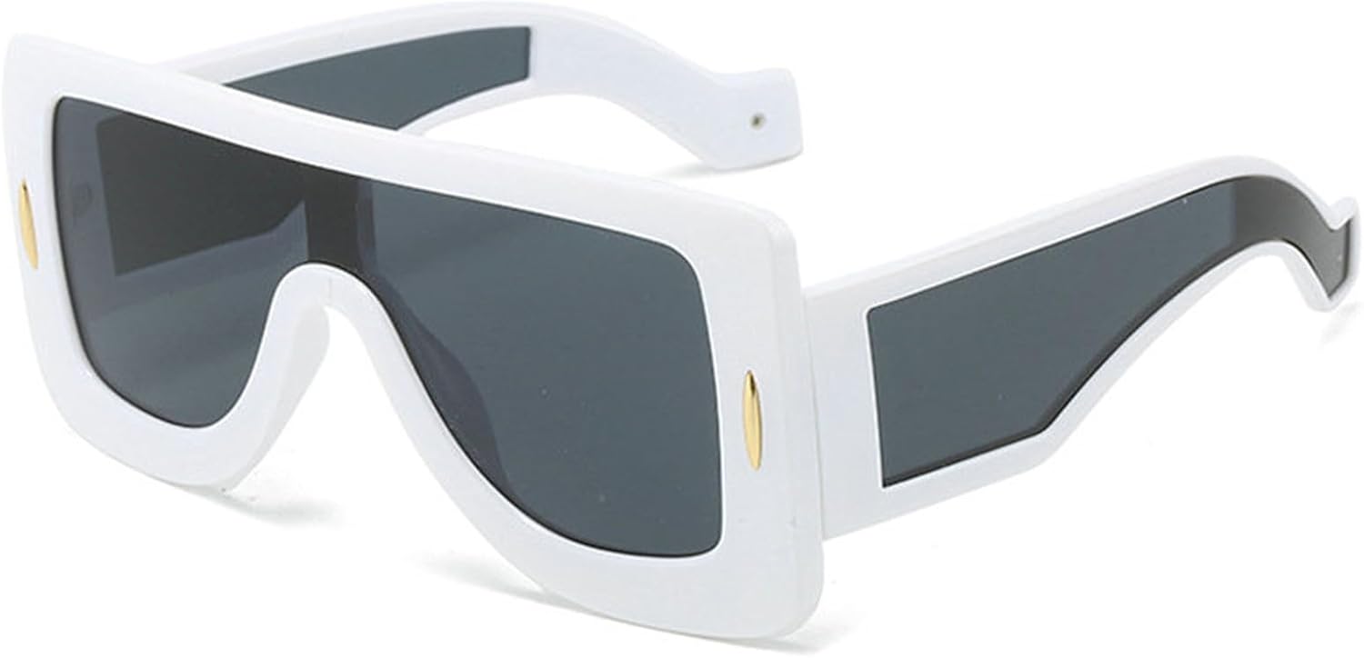 

Солнцезащитные очки Willochra Y2K для женщин и мужчин, модель 2000-х, обтекаемой формы, модные солнцезащитные очки большого размера с защитой от УФ-излучения UV400, White Black