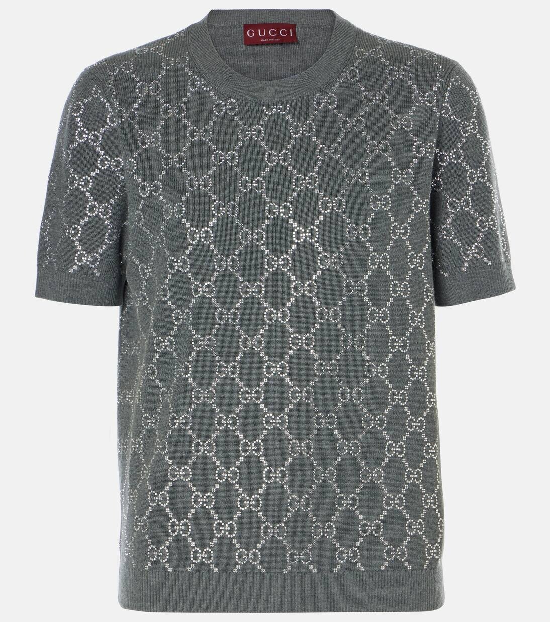 

Украшенный шерстяной топ Gucci, цвет medium grey/mix