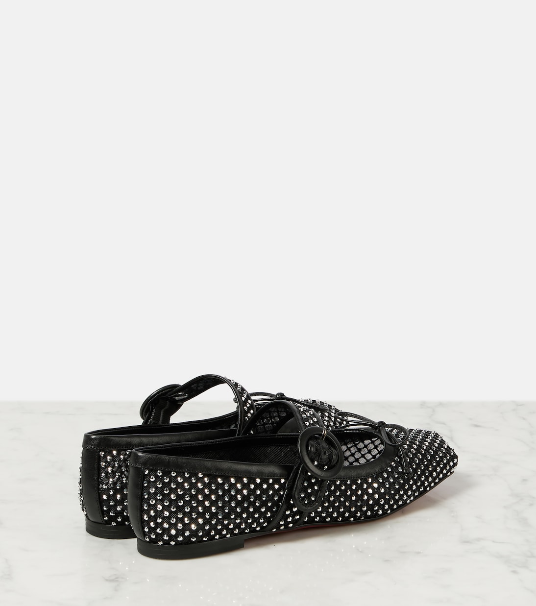 Балетки Mamastrapitina с декоративной сеткой Christian Louboutin, Black-Cry/ Lin Black — фото 3
