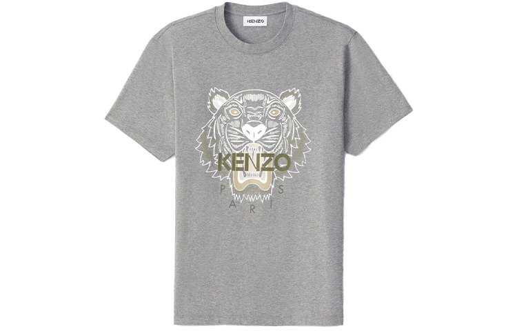 

Классическая мужская футболка с головой тигра серого цвета Kenzo, серый