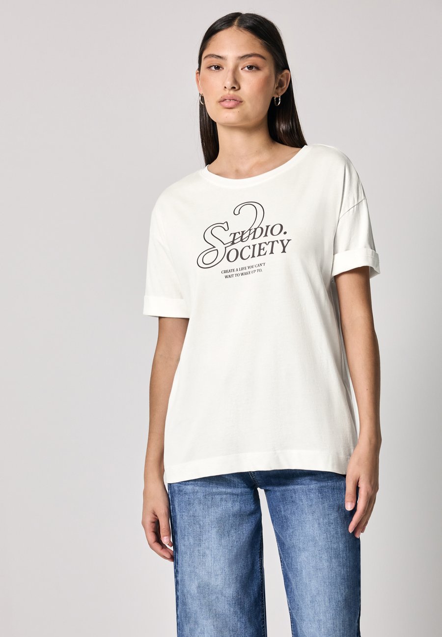 

Футболка Street One Studio Print T-shirt, Weiß/Off-White, Белый, Футболка Street One Studio Print T-shirt, Weiß/Off-White