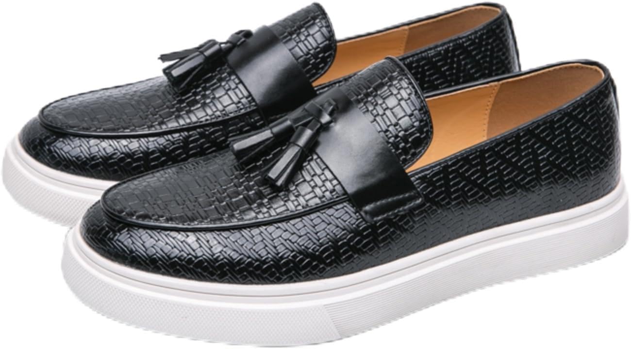 

Мужские кожаные лоферы без шнурков - классический дизайн с кисточками, легкие и удобные, с нескользящей подошвой для офиса, поездок, путешествий и прогулок, подчеркивают повседневный стиль Aokisx, черный