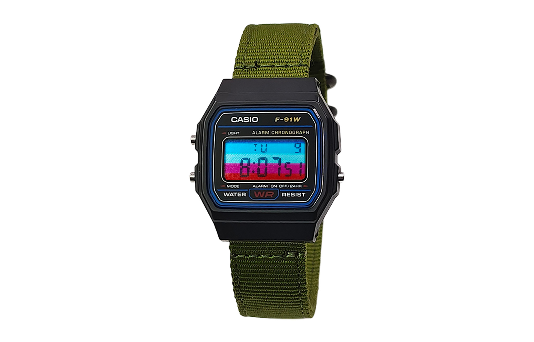 

CASIO Мужские часы Retrofit Series с кварцевым механизмом и нейлоновым ремешком, черный циферблат