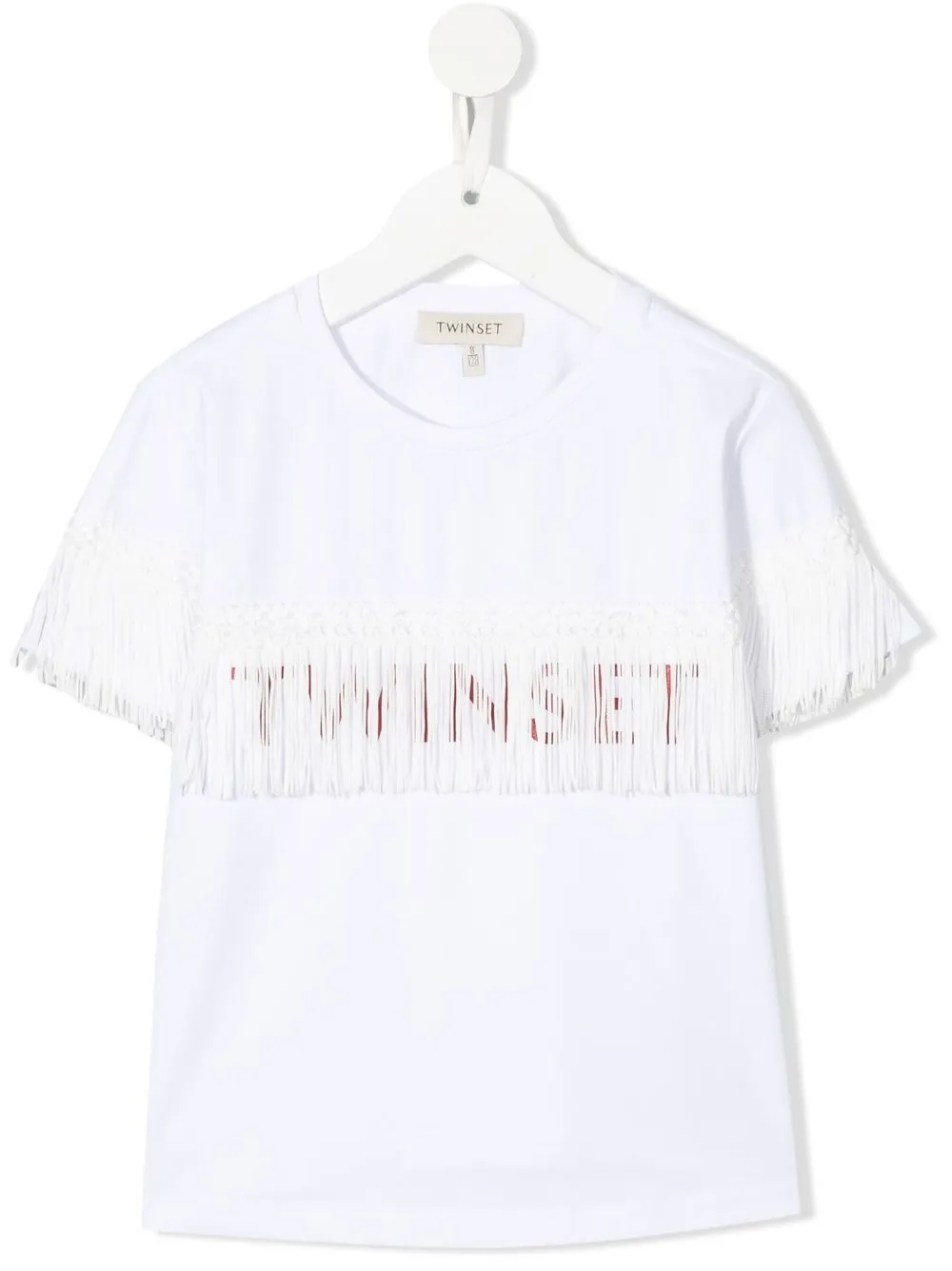 

Футболка с логотипом и бахромой TWINSET Kids, белый