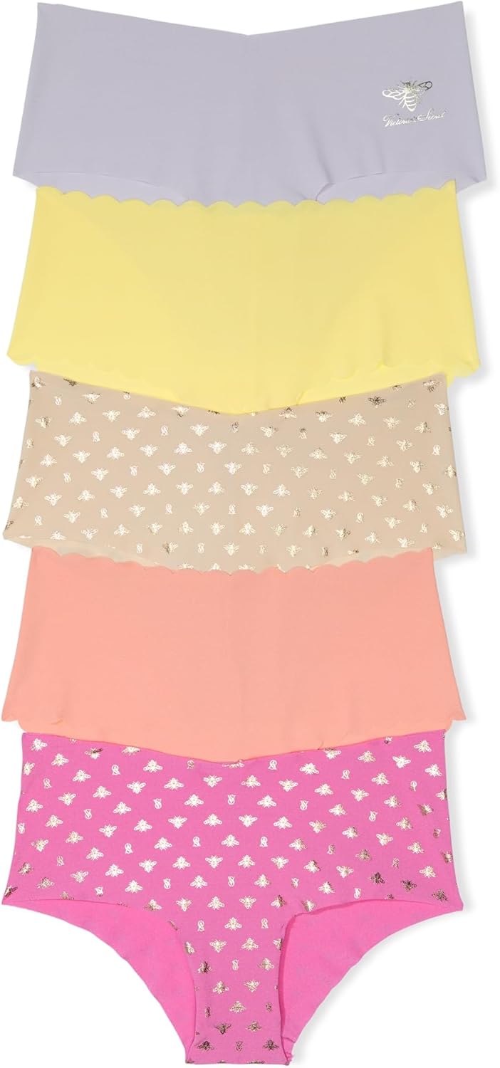 

Victoria's Secret Женские трусики Cheeky без видимых линий, трусики с минимальным покрытием для женщин, набор из нескольких пар (XS-XXL), Bee & Solids Mix