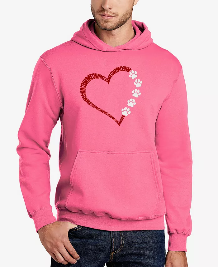 

Мужская толстовка с капюшоном Meow Heart Word Art LA Pop Art, розовый