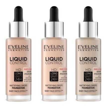 

Тональная основа Liquid Control Foundation HD Mattifying Drops с ниацинамидом 32 мл Eveline