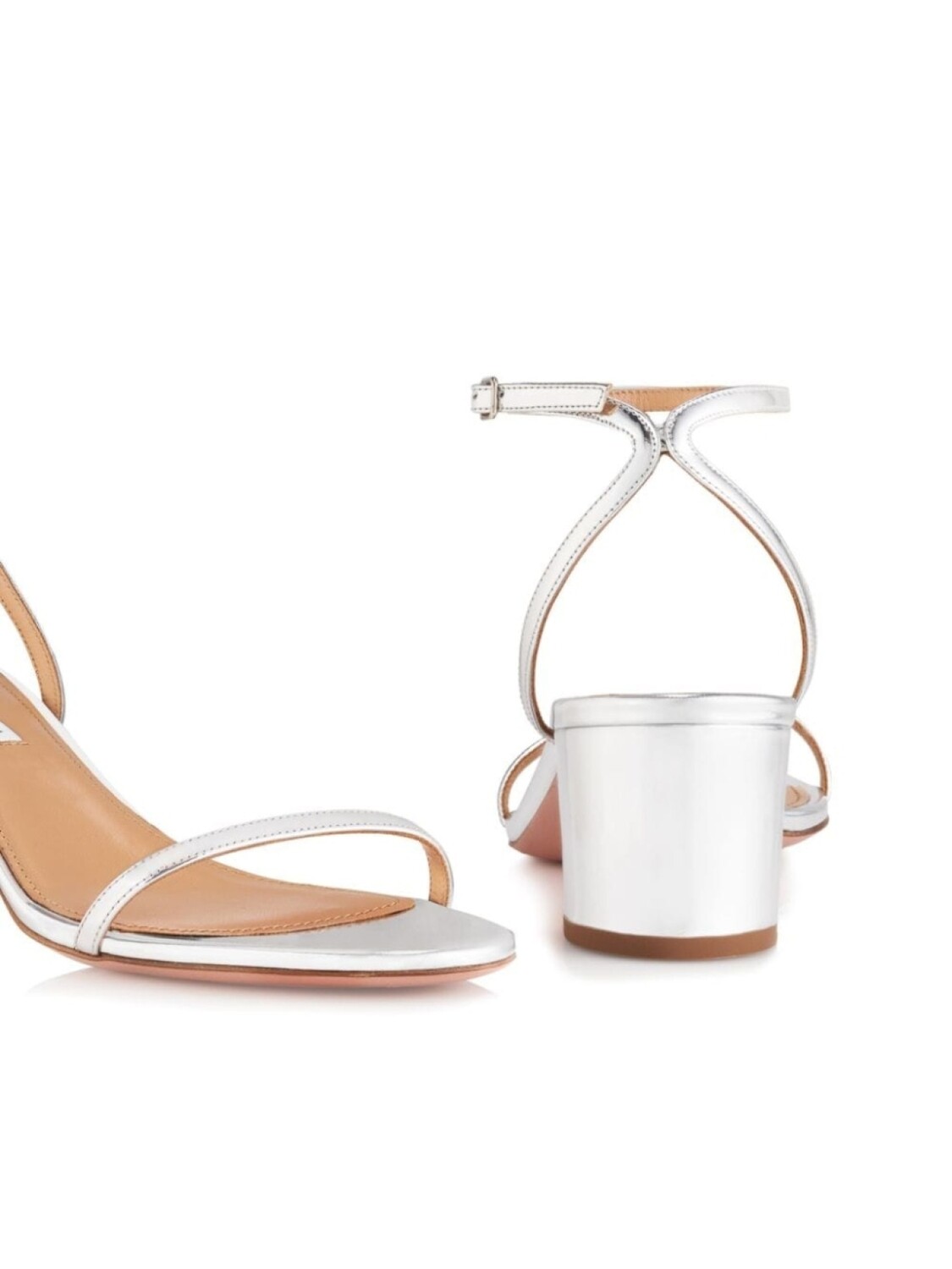 Aquazzura сандалии Olie 50 мм из металлизированной кожи, серебристый — фото 4