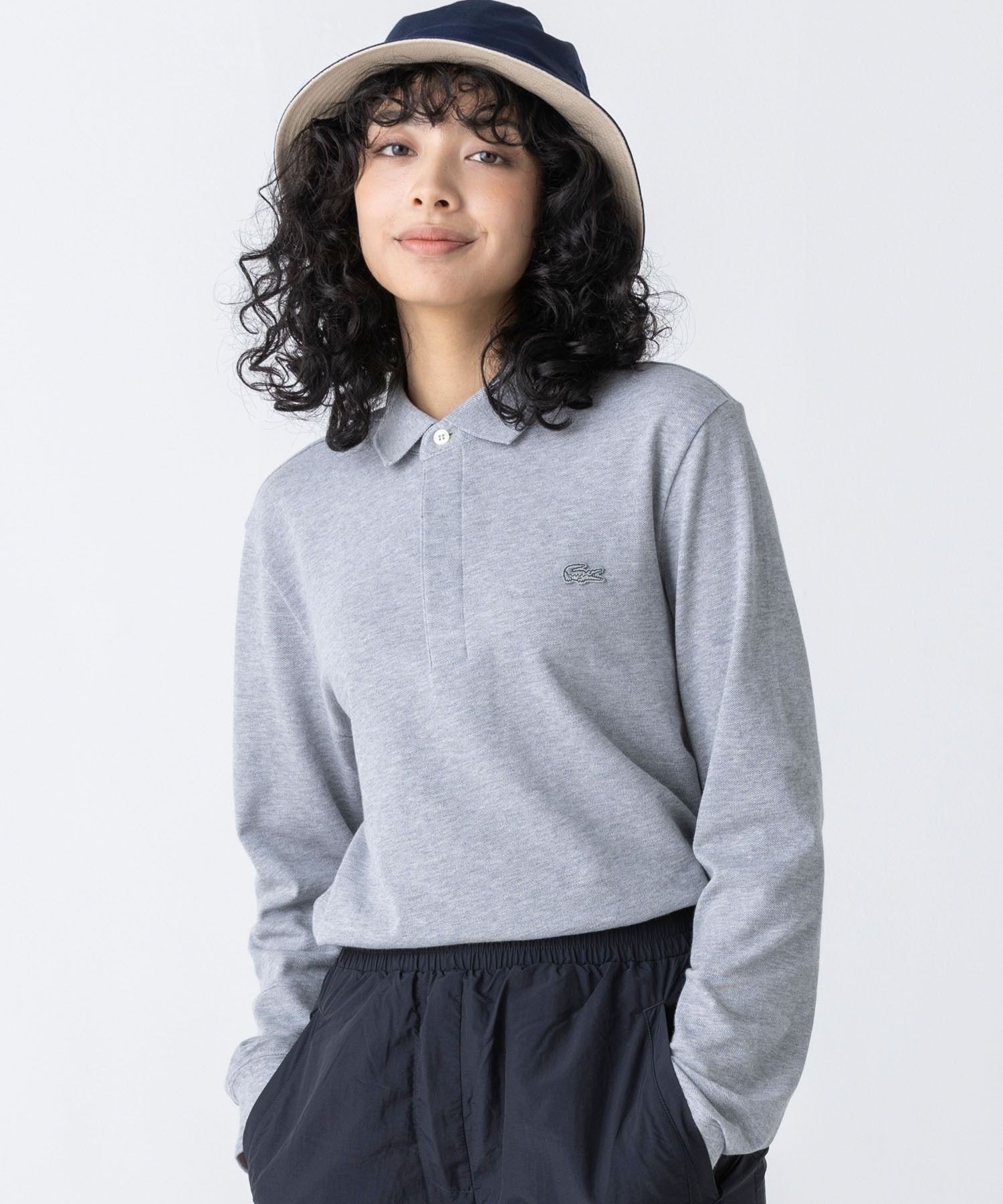 Рубашка-поло с длинными рукавами и планкой спереди LACOSTE, Gray