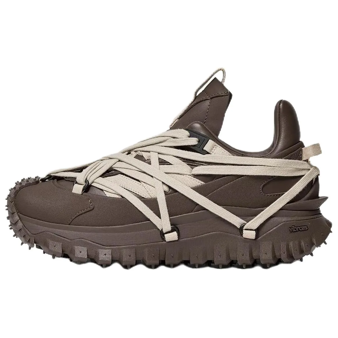 Moncler Rick Owens Collaboration Trailgrip Megalace Кожаные Кроссовки Low Top Casual 4.5 см Unisex Brown