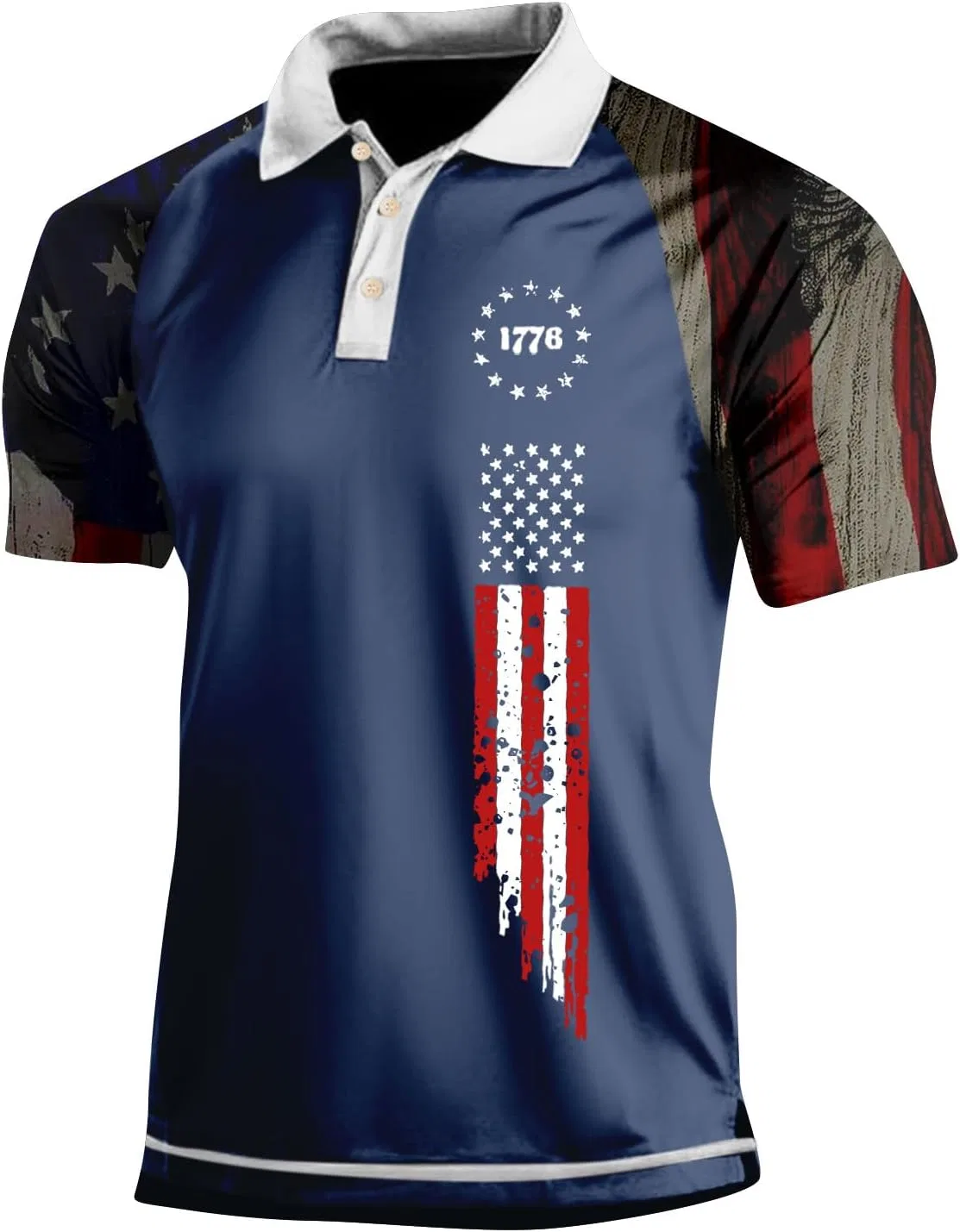 Мужское поло с американским флагом, патриотическая футболка, 4-navy