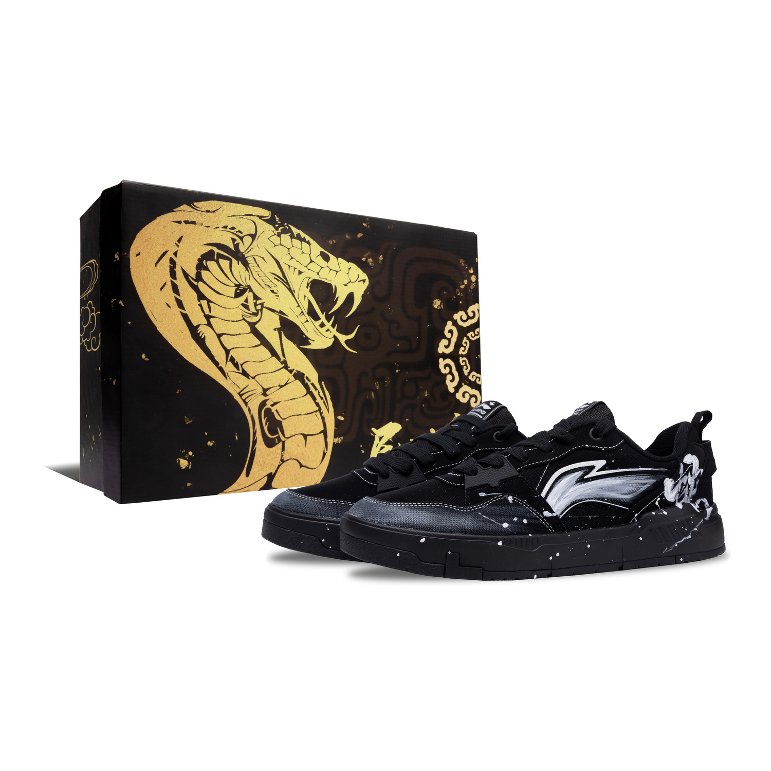 

LINING ЛиНинг Юань Чу противоскользящие легкие дышащие низкие скейтбордские кроссовки мужские черный - черный, цвет Black