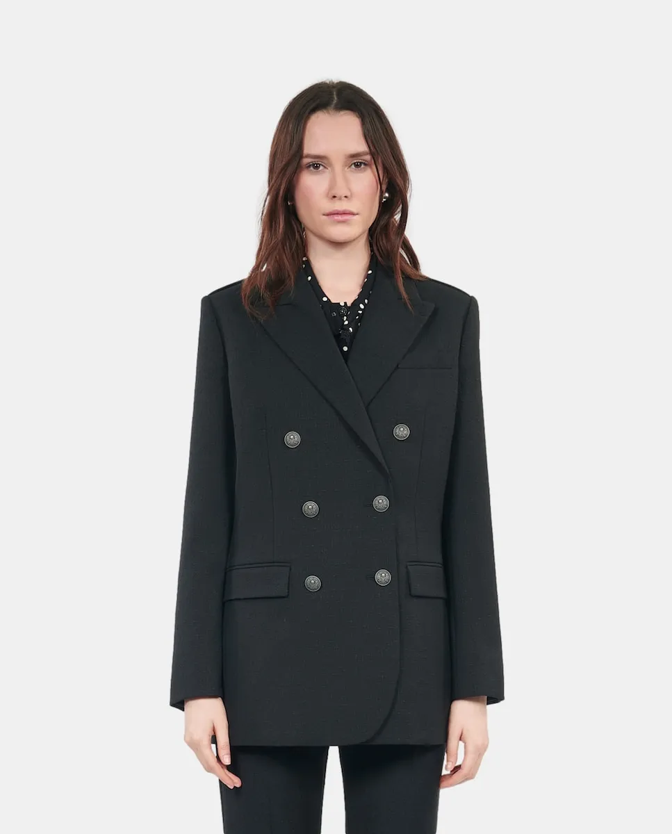 

Женский двубортный пиджак The Kooples, черный