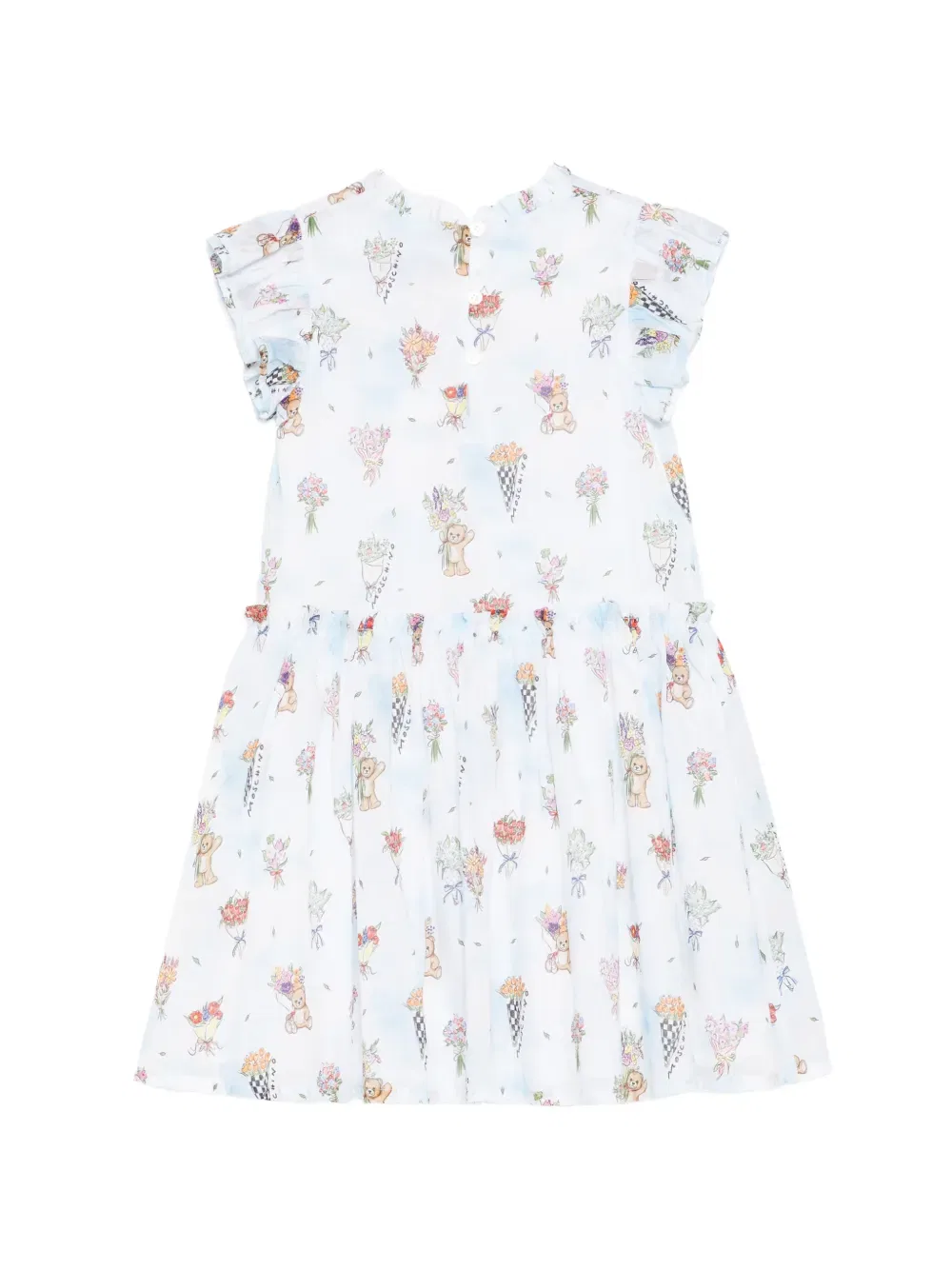 Платье с оборками и цветочным принтом Moschino Kids, белый — фото 2