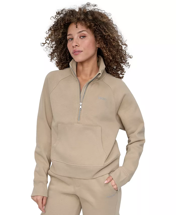 

Женская толстовка с заклепками и логотипом на молнии DKNY, коричневый/бежевый