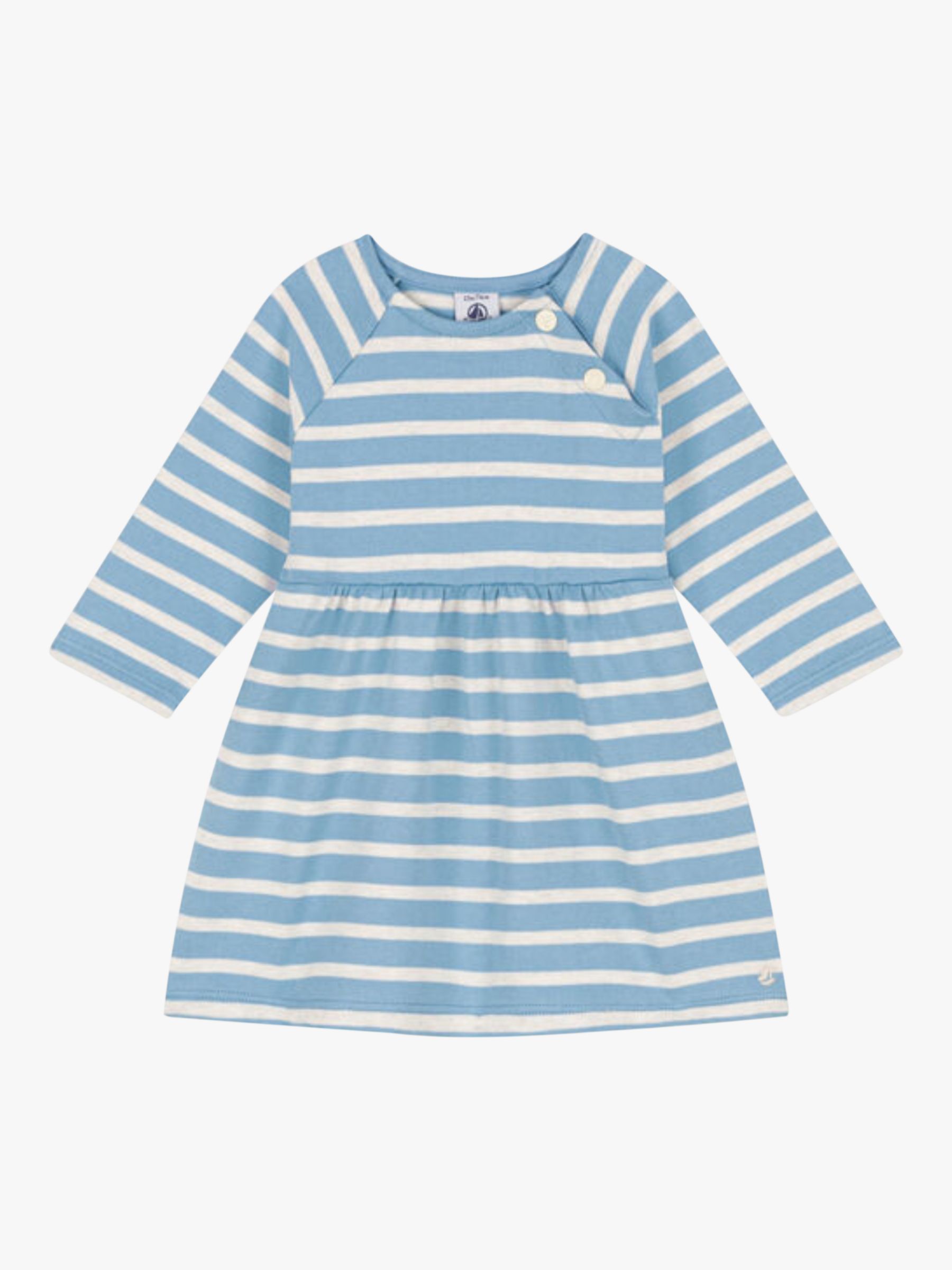 

Детское полосатое трикотажное платье с длинными рукавами Petit Bateau, азул/монтелимар