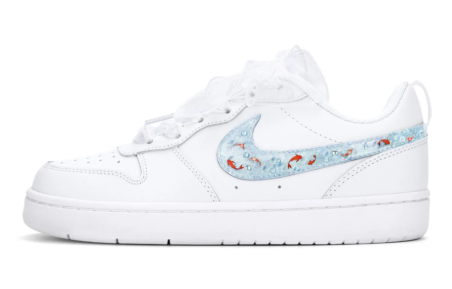 Nike Court Borough 2 устойчивые к истиранию низкие детские скейтбординг кроссовки White Blue — фото 3