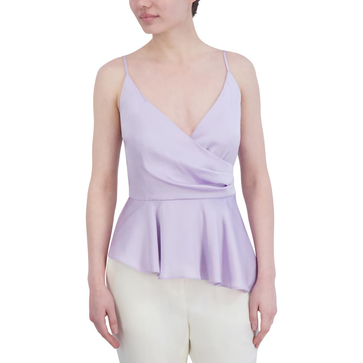 

Женский плиссированный асимметричный топ с баской BCBGMAXAZRIA, цвет lilac