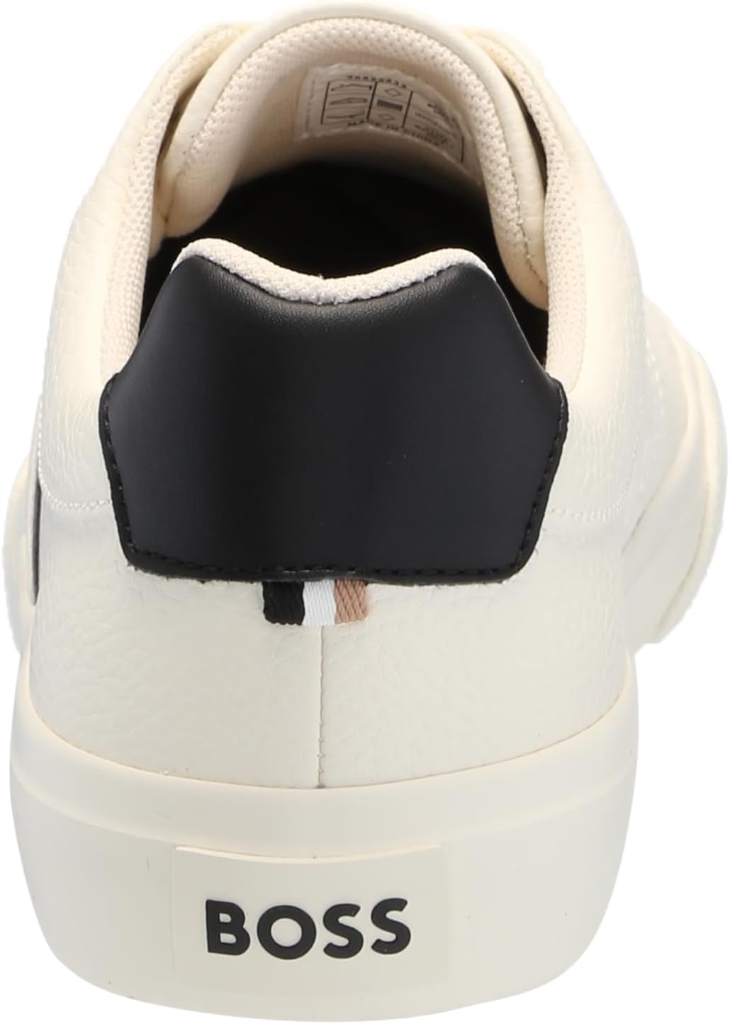 BOSS мужские кожаные кроссовки Aiden Logo Block низкие, Natural Oat — фото 3