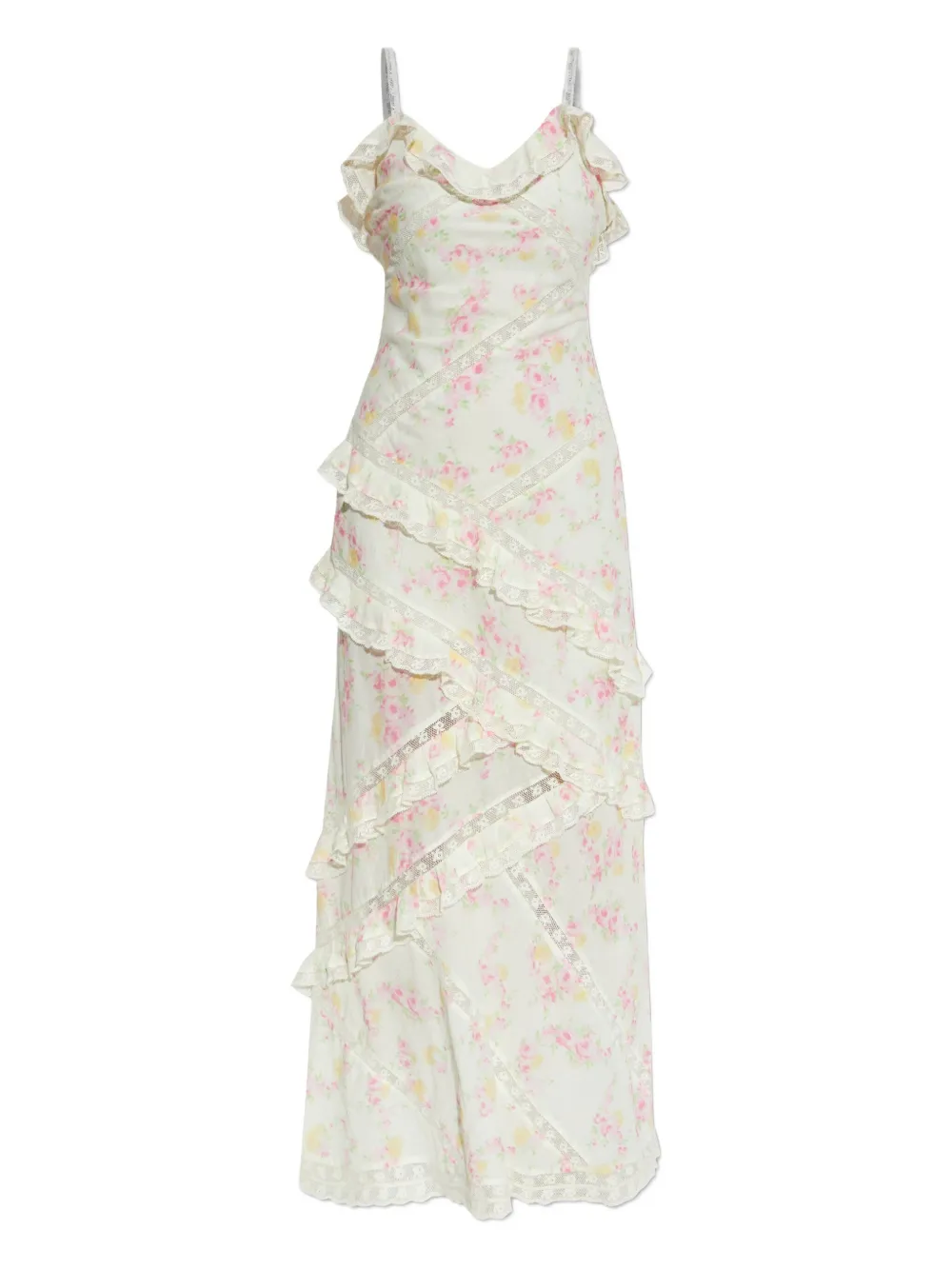 

Платье Nocelle с рюшами и цветочным кружевом LoveShackFancy, белый