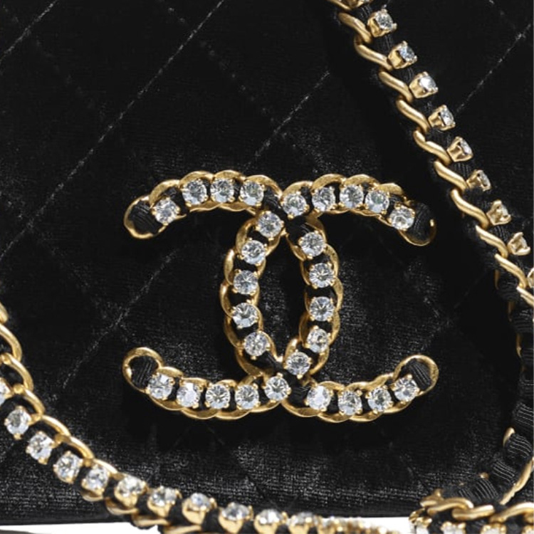 CHANEL Вельюровая сумка с клапаном, наплечная сумка, мини кроссбоди женская black — фото 4