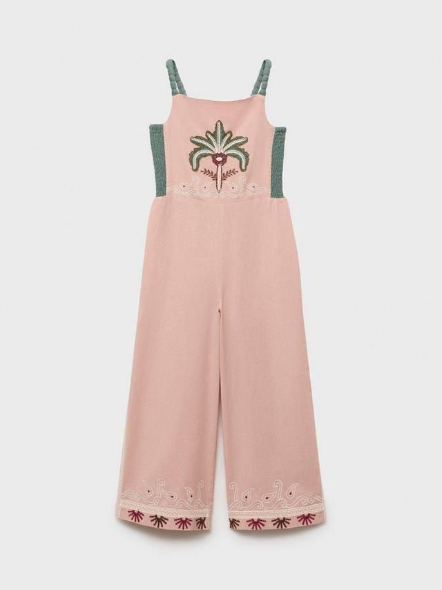 

Детский комбинезон Samba без рукавов с вышивкой из хлопковой смеси Mango, Pink