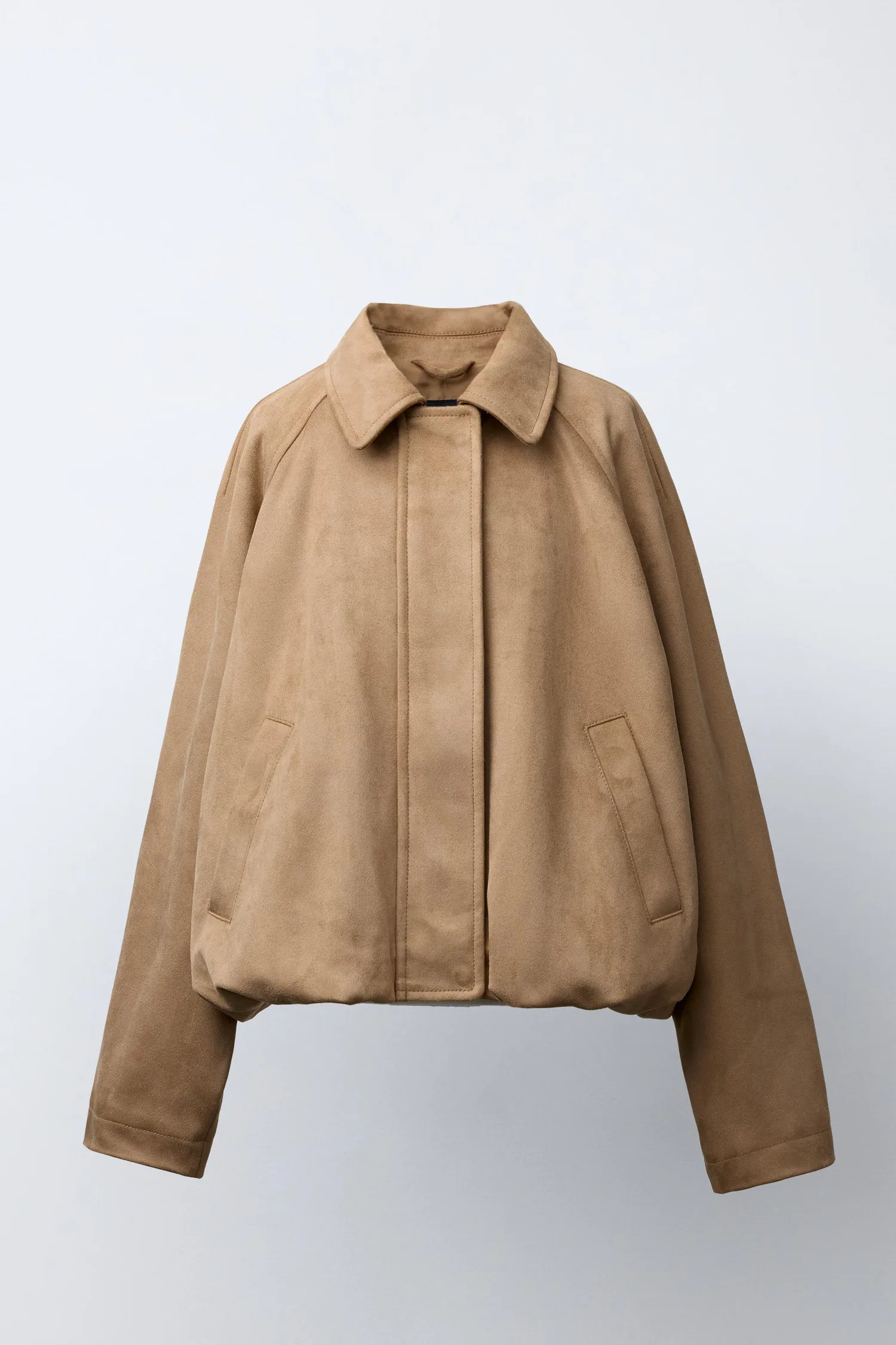 Куртка-бомбер из искусственной замши Zara, песочный