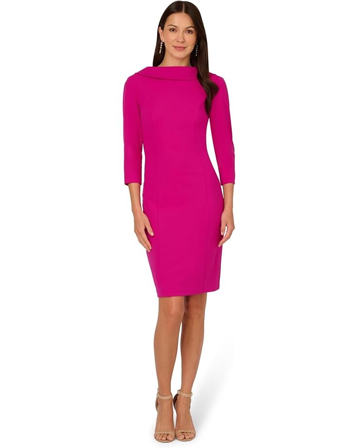 

Платье Adrianna Papell Rolled Neck Crepe Midi Dress, цвет Pink Flambe