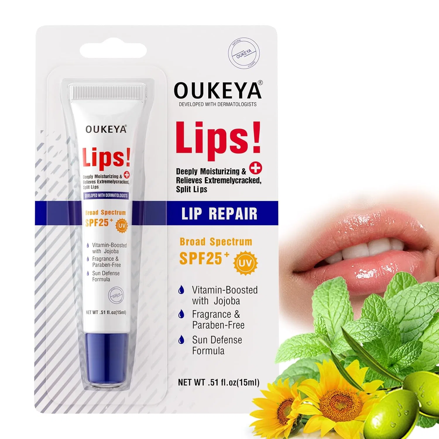 Бальзам для губ OUKEYA SUN Protect SPF25+ с УФ-защитой Oukeya