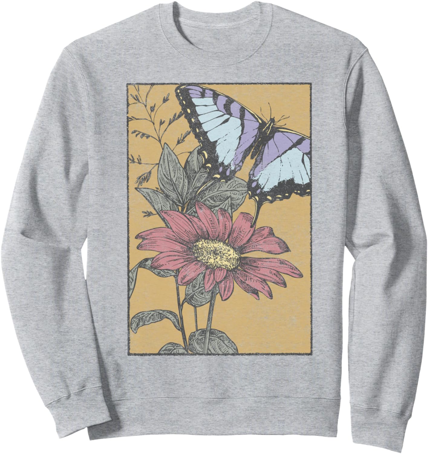 

Толстовка с цветочным узором и бабочками Trendy Apparel, серый