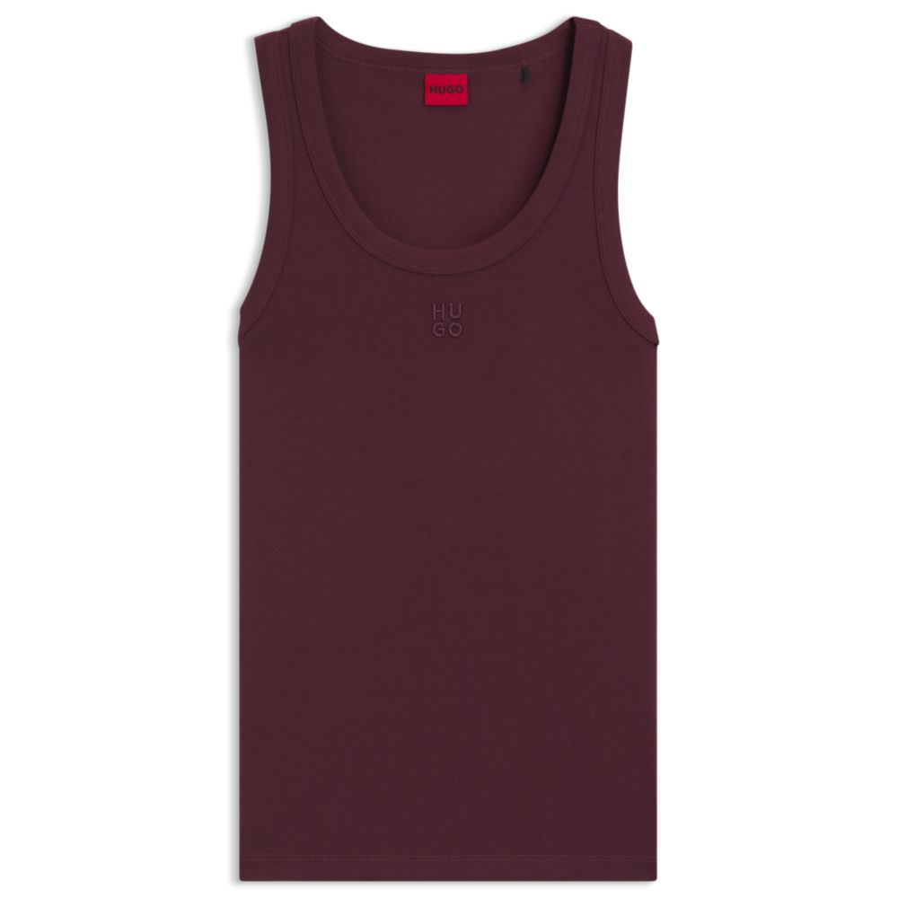 

Майка из смесовой хлопковой ткани с вышитым логотипом HUGO, темно-фиолетовый
