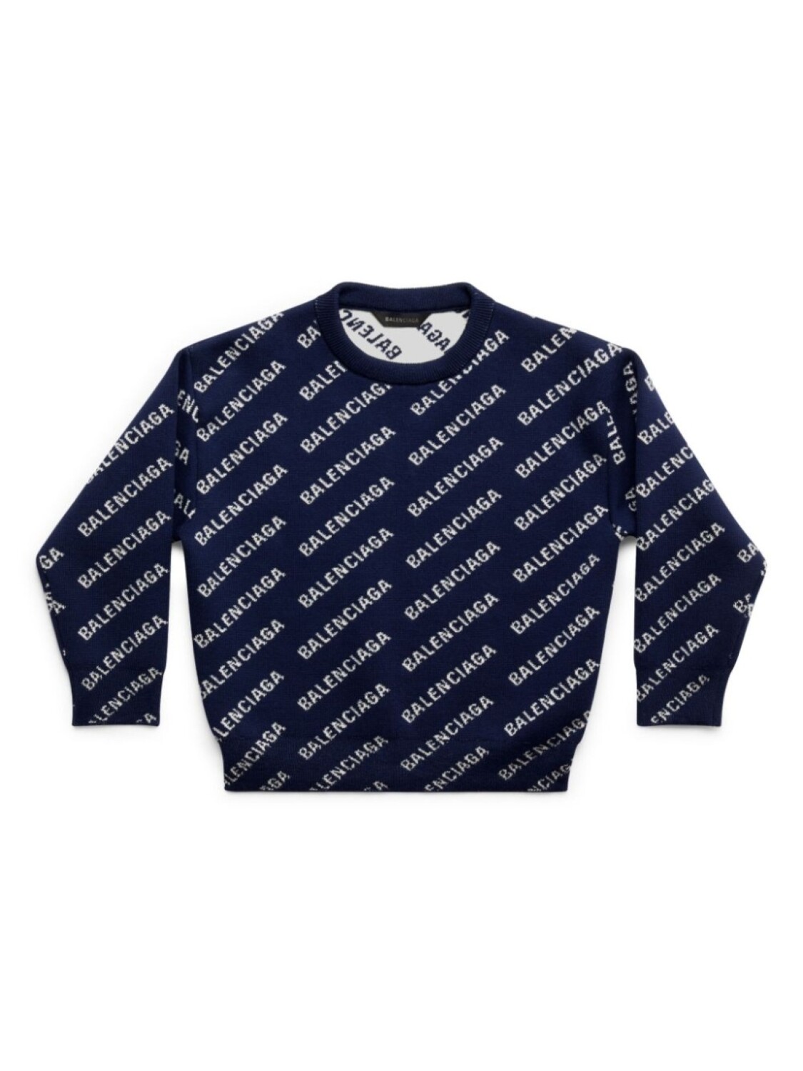 

Balenciaga Kids джемпер вязки интарсия с логотипом, синий