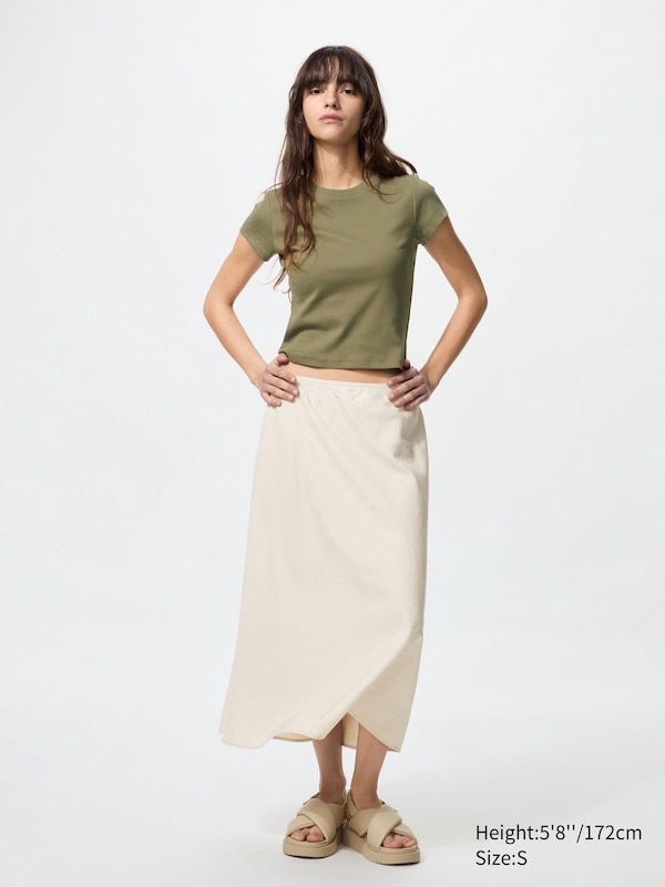 

Юбка из льняной смеси (короткая) Uniqlo, бежевый