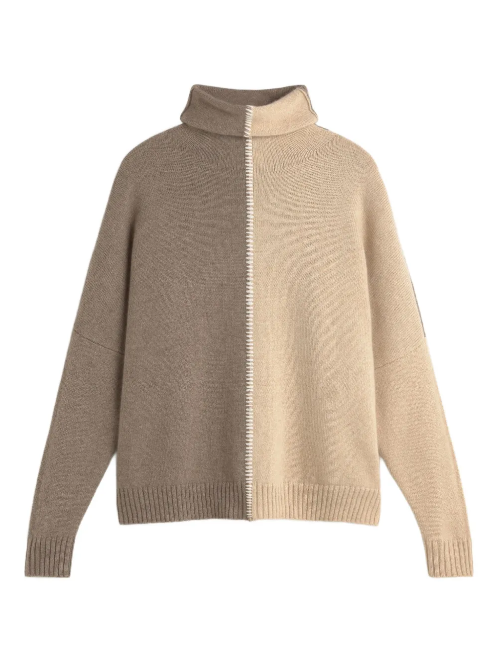 

Свитер в стиле колор-блок Kujten, коричневый