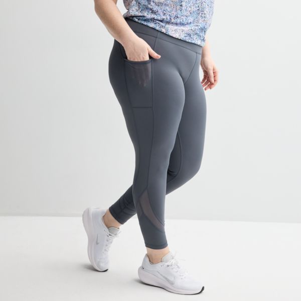 

Леггинсы 7/8 размера plus size из ультраэластичной сетки Tek Gear, цвет heritage gray