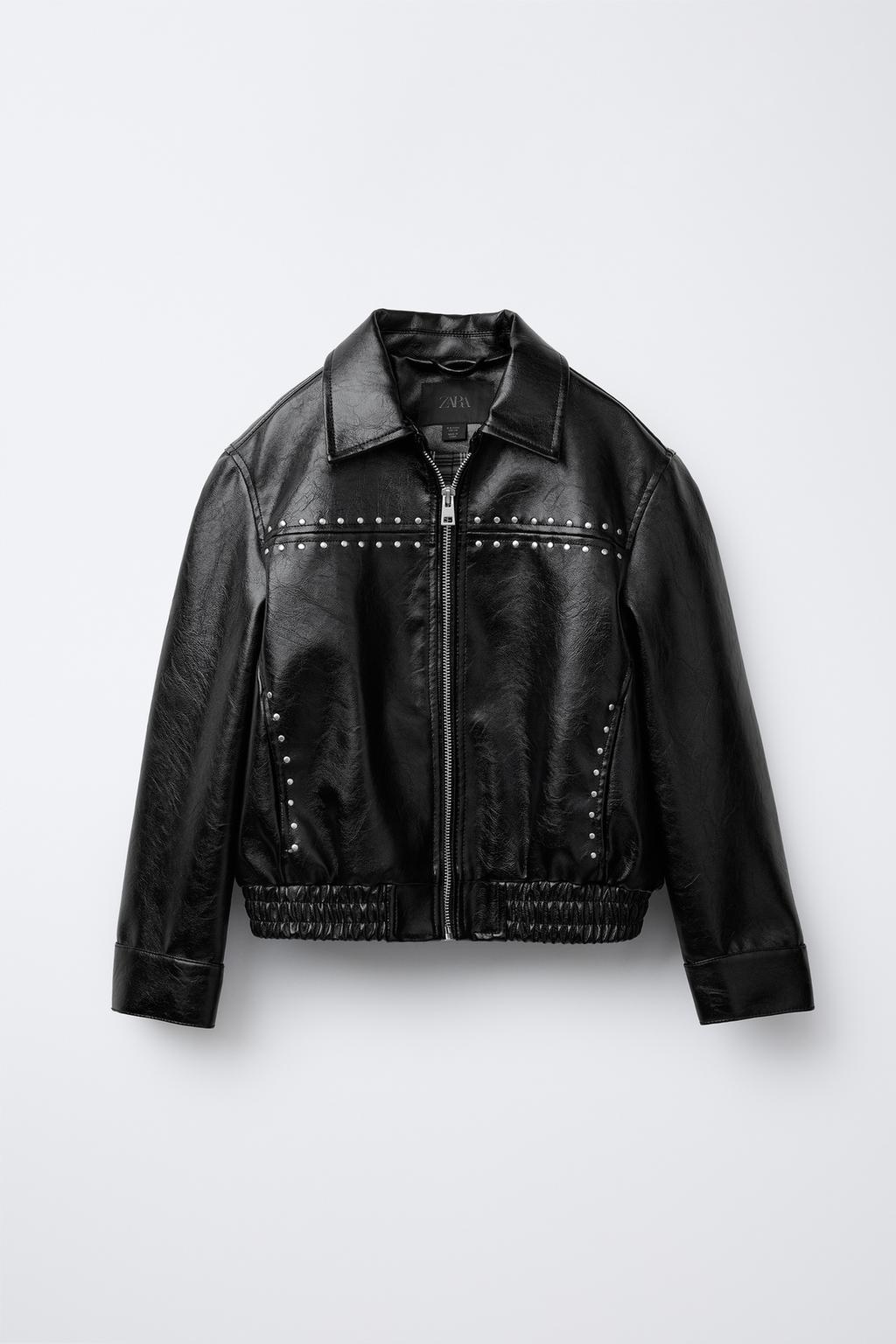

Куртка из искусственной кожи с шипами ZARA, черный