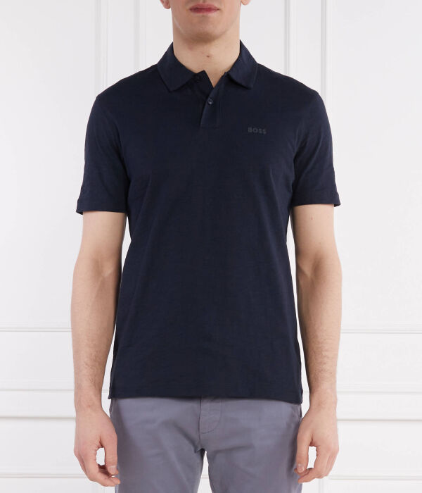 

Поло Boss Orange Slub Regular Fit, синий