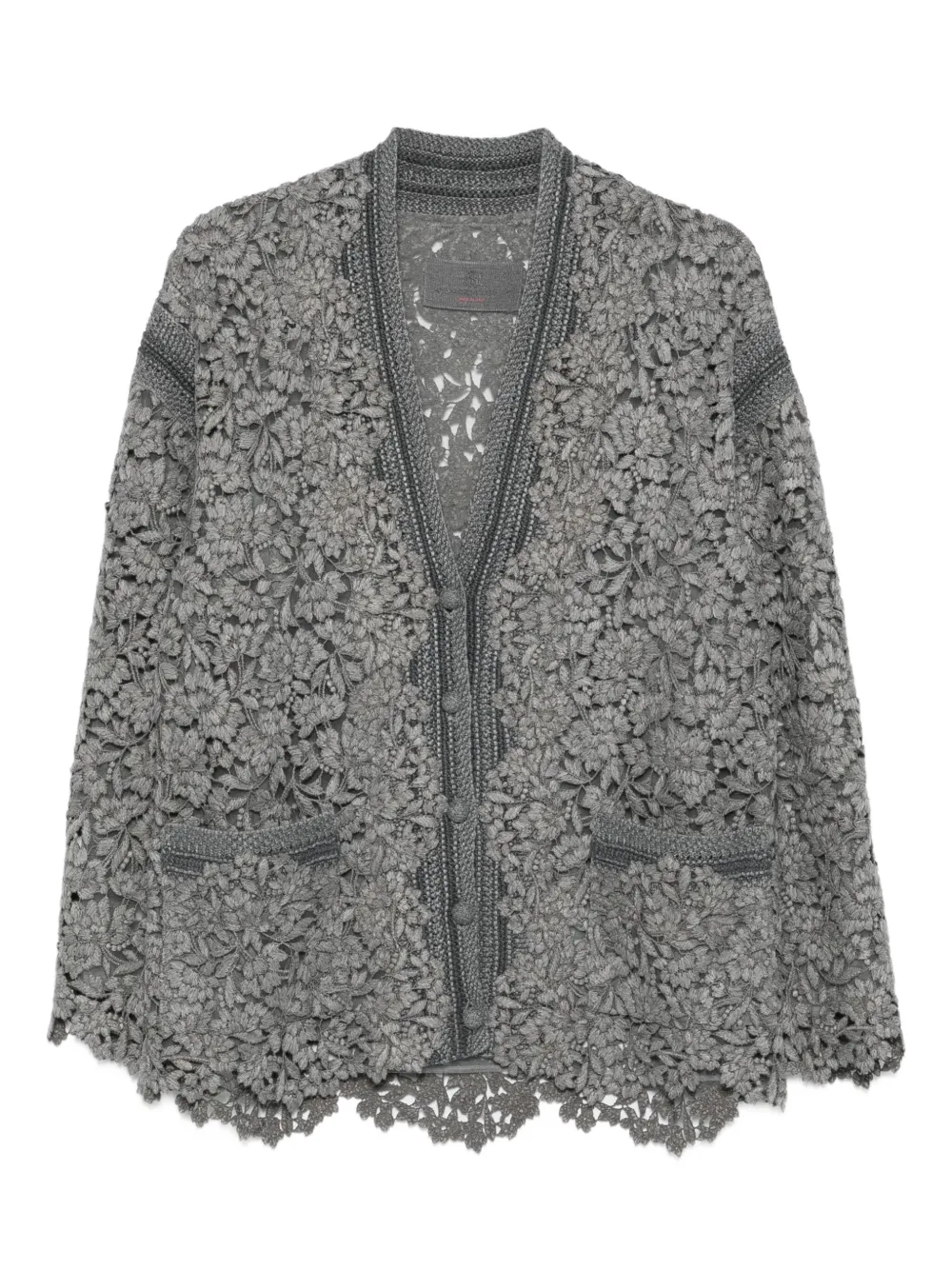 

Кружевной кардиган с цветочным узором Ermanno Scervino, серый