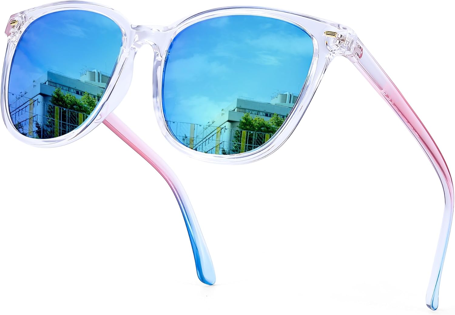 

Солнцезащитные очки SIPHEW с зеркальными поляризованными линзами для женщин - дизайнерские квадратные пляжные очки большого размера с защитой от УФ-излучения UV400, A11-clear Frame Blue Mirror Lens