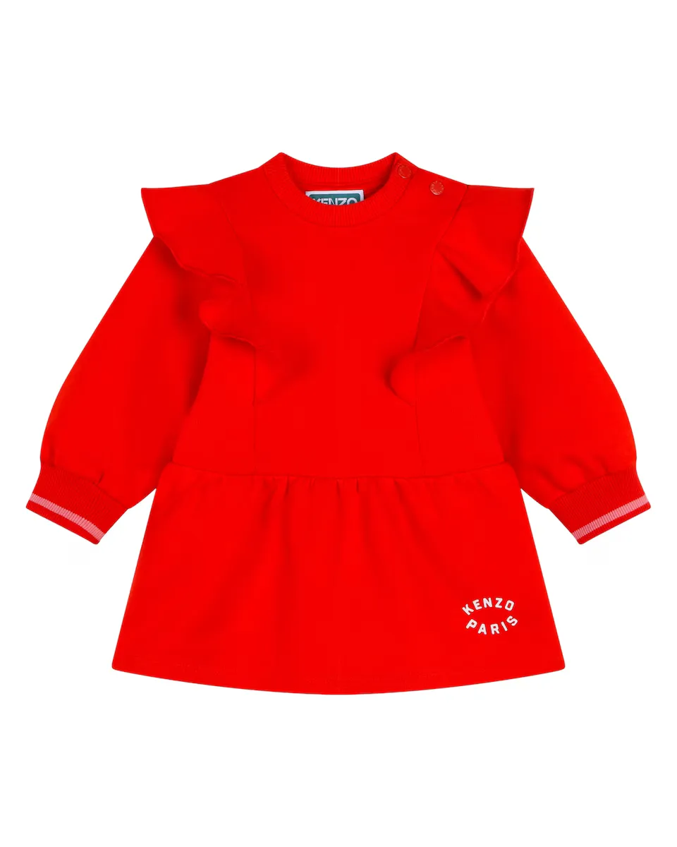 

Платье для девочки из красного хлопка Kenzo Kids