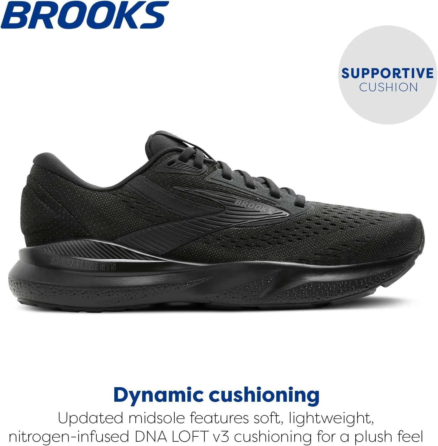 Мужские беговые кроссовки Brooks Adrenaline GTS 24 с поддерживающей подошвой, Black Ebony — фото 2