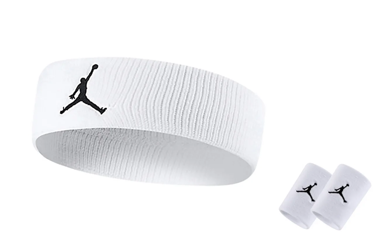 Jumpan Dri-FIT напульсники (2 шт) Jordan, Wrist Brace+Hair Band, White
