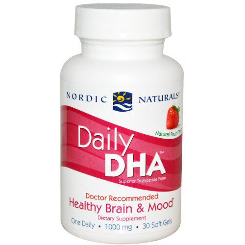 

Nordic Naturals, Daily DHA 30 мягких капсул со вкусом клубники