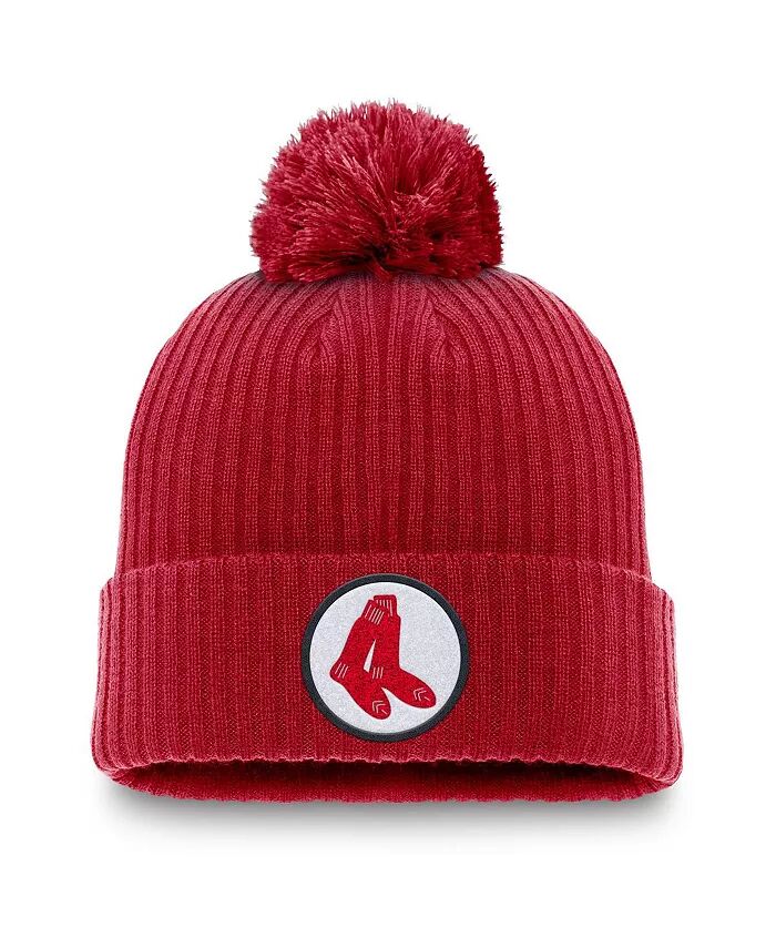 

Мужская красная вязаная шапка Boston Red Sox Cooperstown Collection с нашивками и помпоном Nike