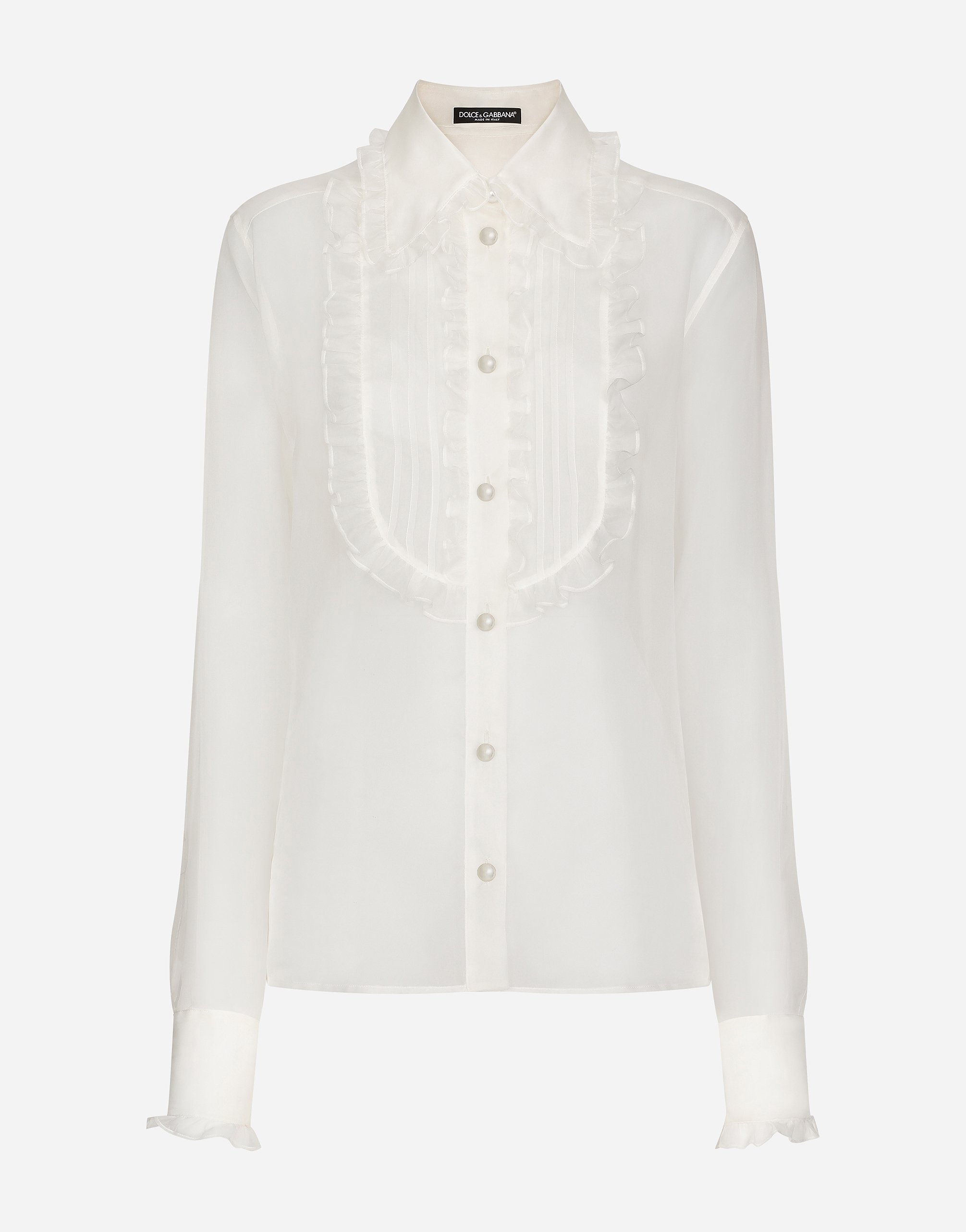 

Рубашка из органзы с застежкой и рюшами Dolce & Gabbana, белый