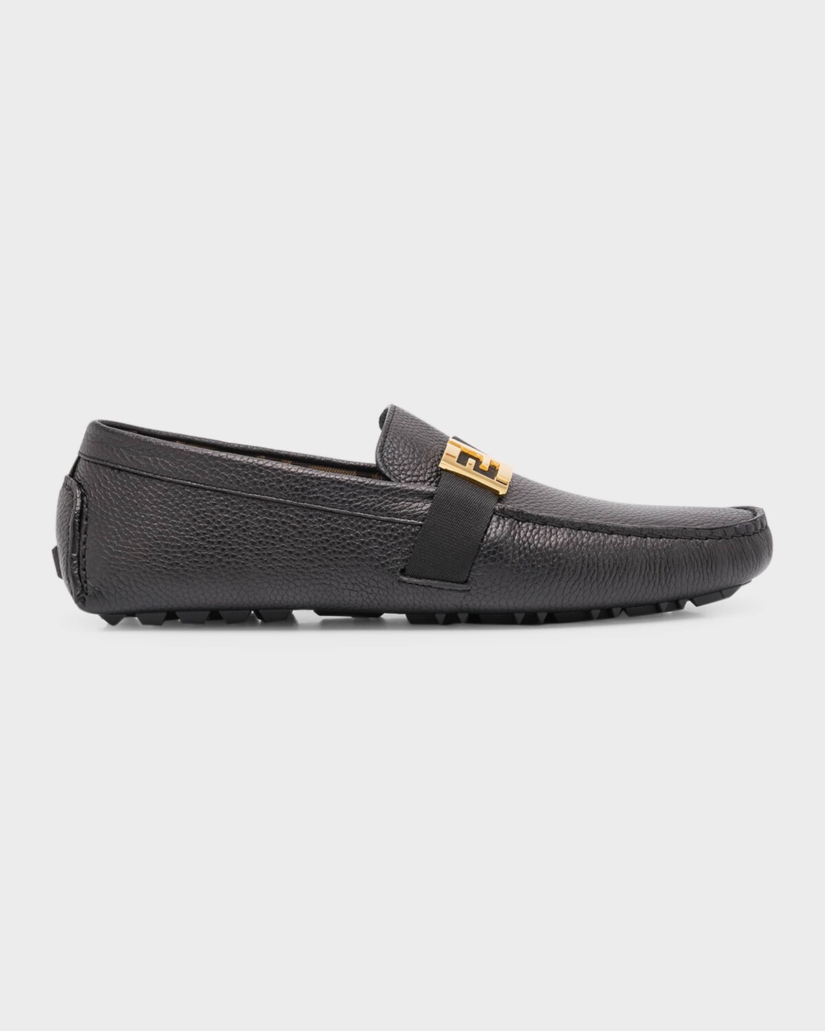 

Мужские кожаные мокасины с пряжкой FF Fendi, цвет Neronero