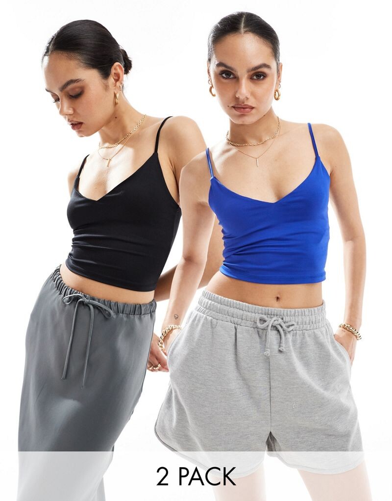 

Stradivarius – Комплект из 2 топов из полиамида черного и синего цветов