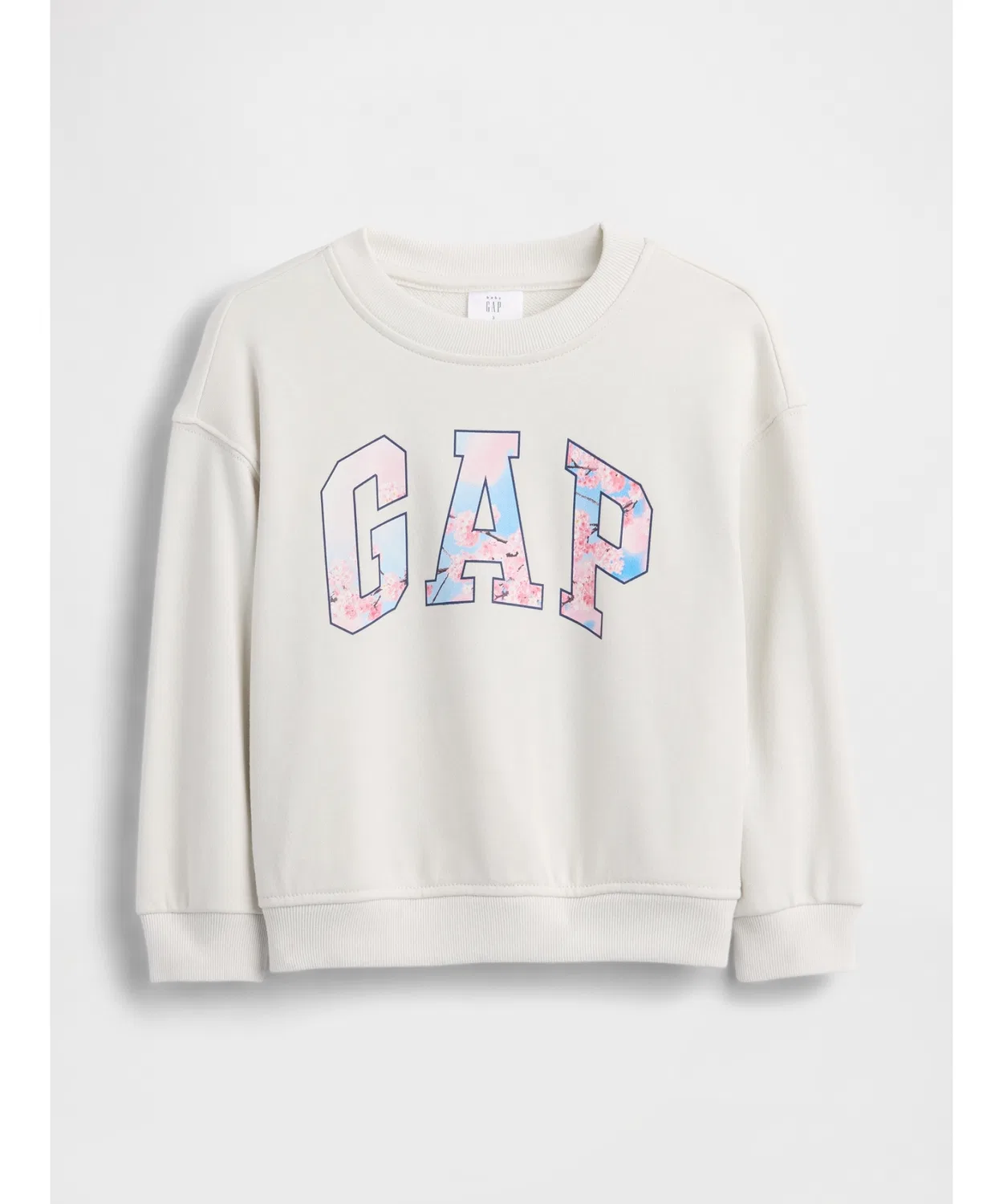 Свитшот Gap Vintage Soft French Terry с логотипом и сакурой, детский, белый