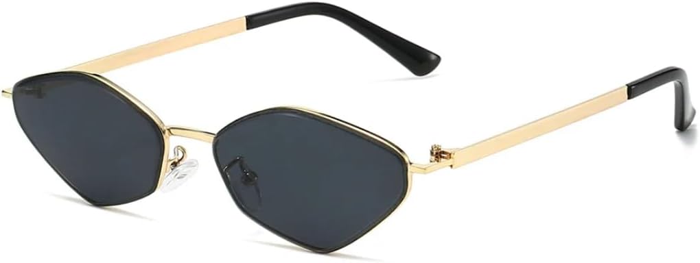 

Солнцезащитные очки с защитой от УФ-излучения UV400 | Маленькая оправа в стиле металлик-панк | Для женщин и мужчин | Для занятий спортом на открытом воздухе и вождения LXLHWN, Golden Black