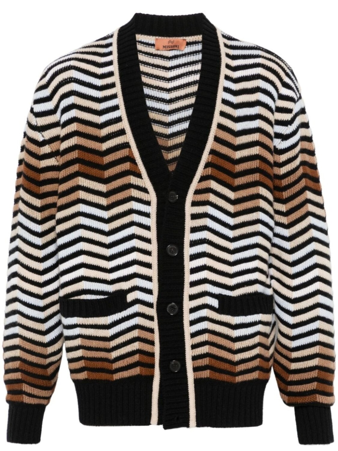 

Missoni зигзагообразный шерстяной кардиган, коричневый